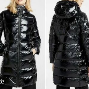 Michael Kors Women's Quilted Hooded Water-Resistant Puffer Coat Shiny Black